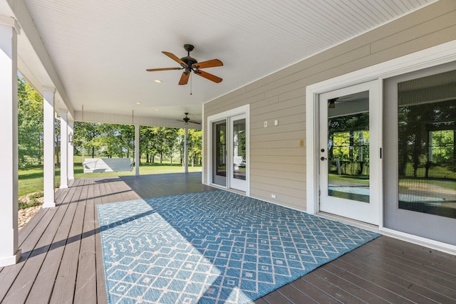 deck featuring ceiling fan