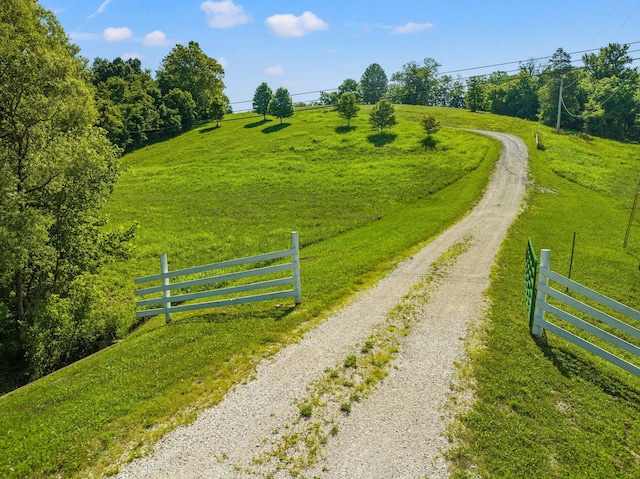 view of road featuring a rural view