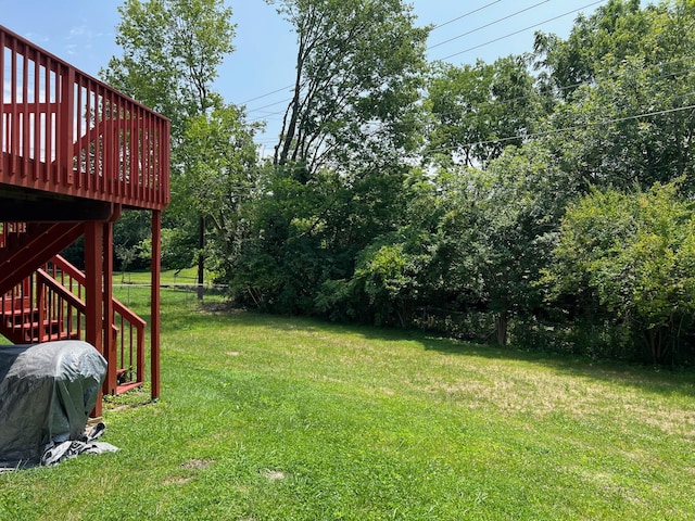 view of yard with a deck