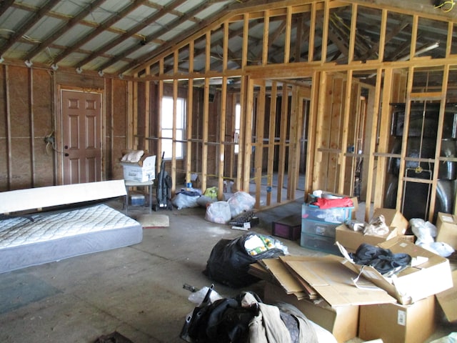 miscellaneous room featuring vaulted ceiling