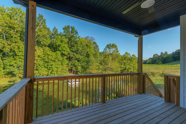 deck featuring ceiling fan