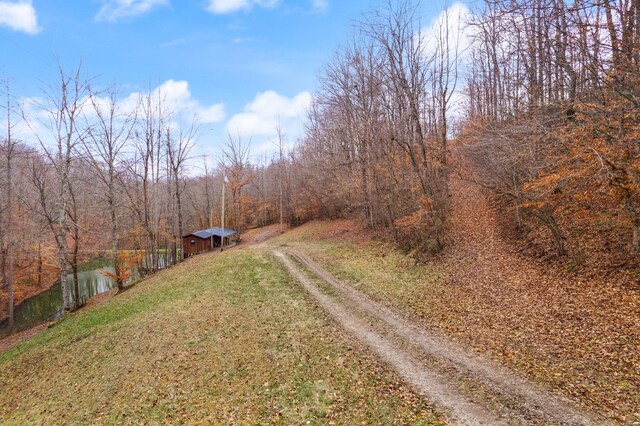 view of road featuring a water view