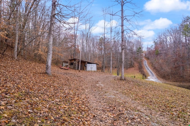 view of yard with an outdoor structure