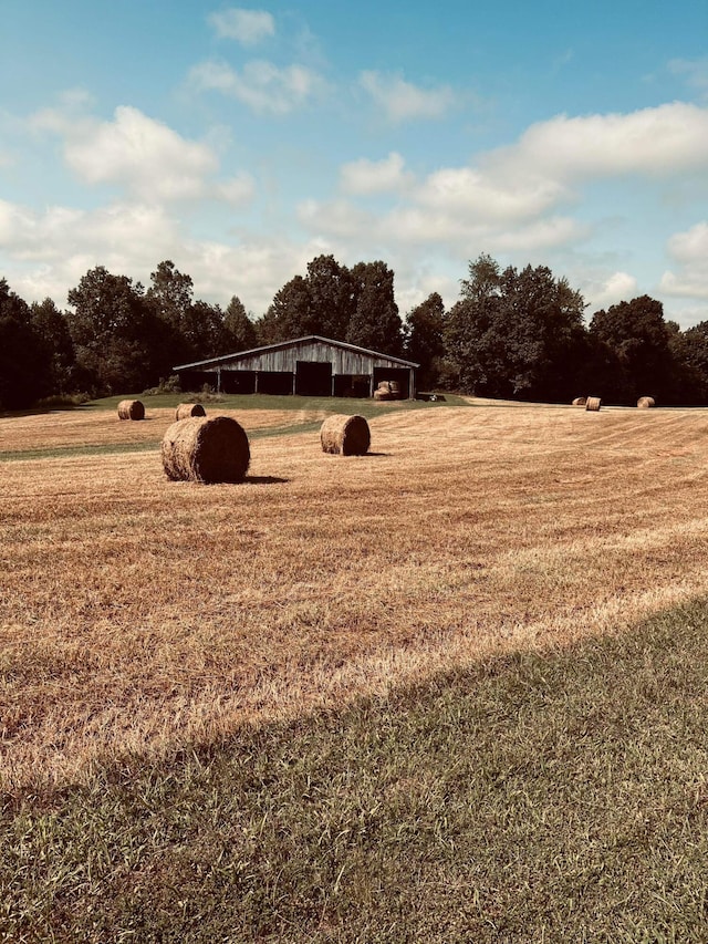 view of yard with a rural view