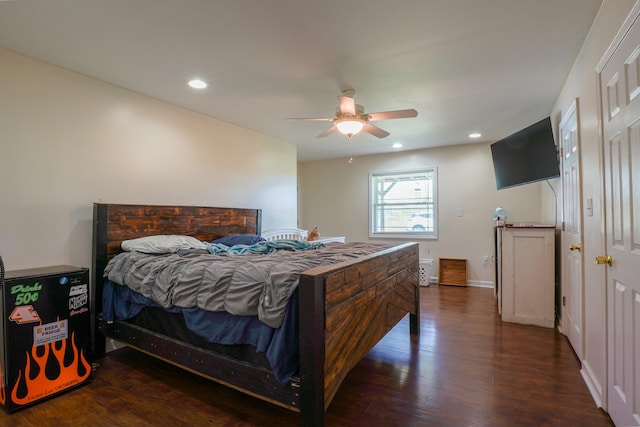 427 Sharpsburg Rd, Sharpsburg, KY 40374 - bedroom with a ceiling fan, dark wood-type flooring, and recessed lighting