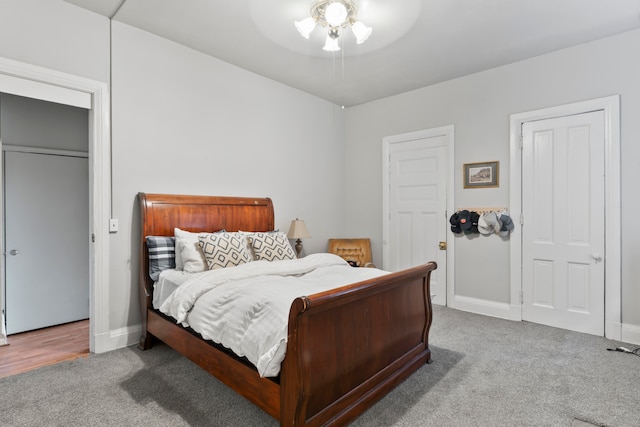 bedroom with carpet and ceiling fan