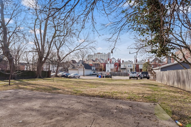 view of yard featuring a garage