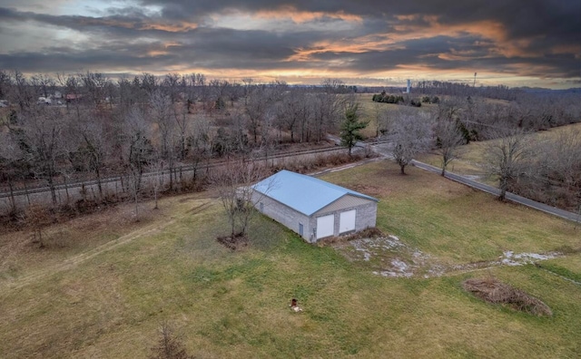 aerial view at dusk with a rural view