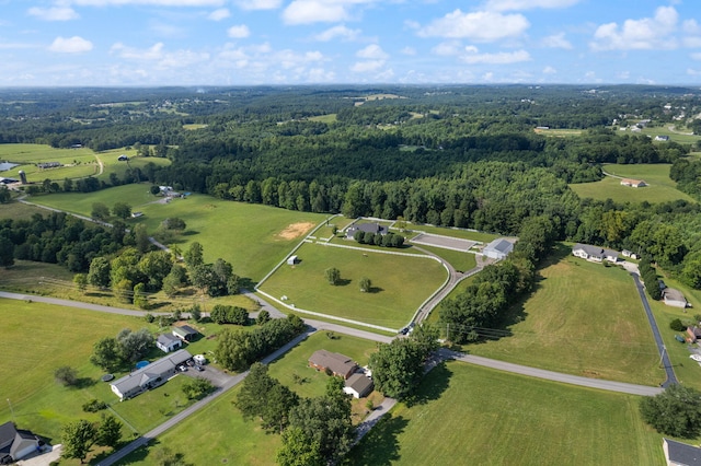 birds eye view of property featuring a rural view