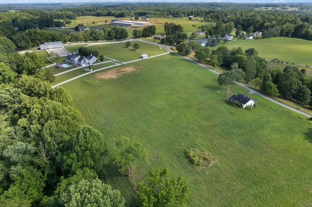 aerial view featuring a rural view