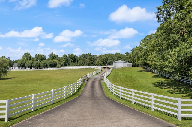 view of street with a rural view