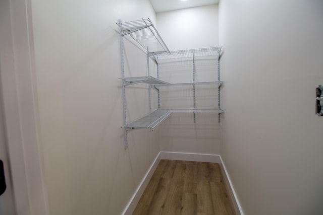 walk in closet featuring wood-type flooring