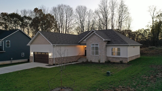 view of front of home with a yard