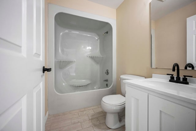 full bathroom featuring vanity, tile flooring, shower / tub combination, and toilet