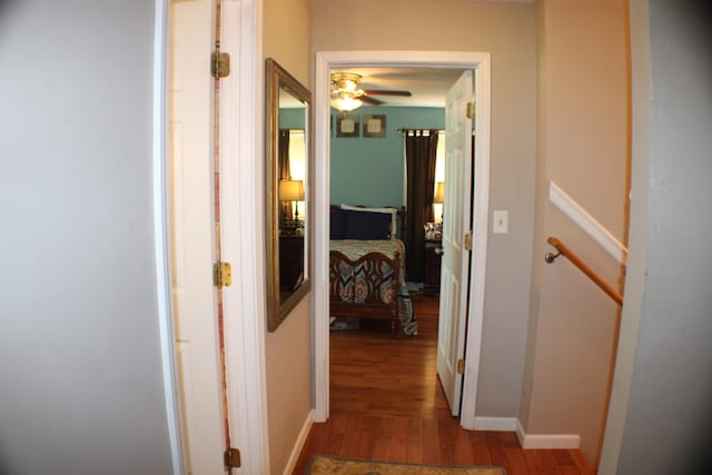 hall featuring dark wood-type flooring