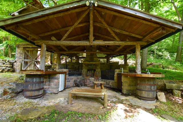 view of terrace featuring a gazebo