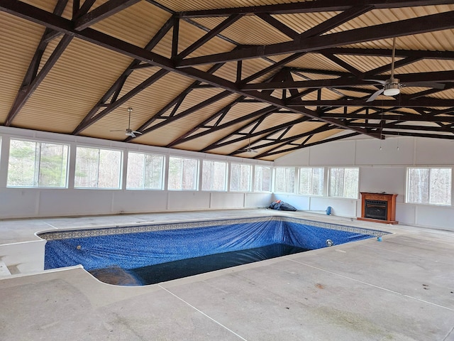 view of pool with ceiling fan