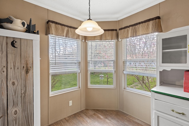 unfurnished dining area with light hardwood / wood-style floors