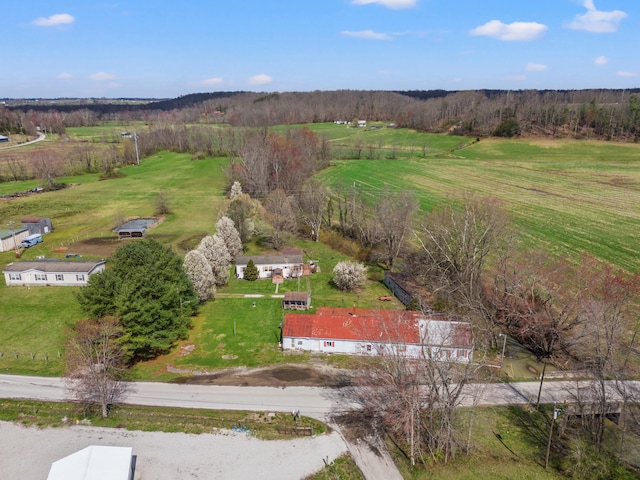 aerial view featuring a rural view