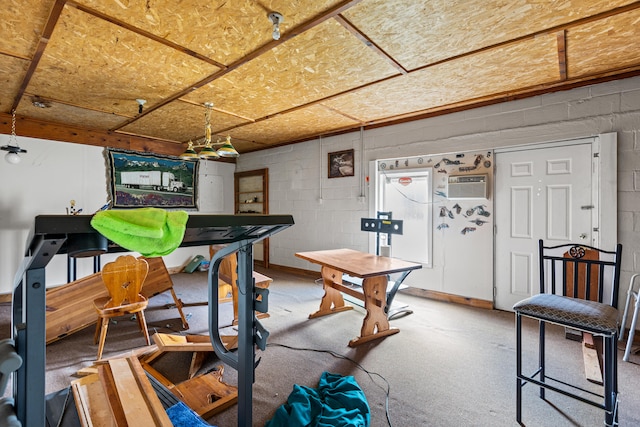 exercise area with a wall unit AC