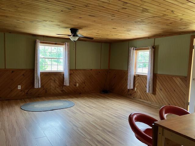 3192 Ky 15 N, Campton, KY 41301 - interior space featuring light wood-style floors, ceiling fan, wooden walls, and wooden ceiling