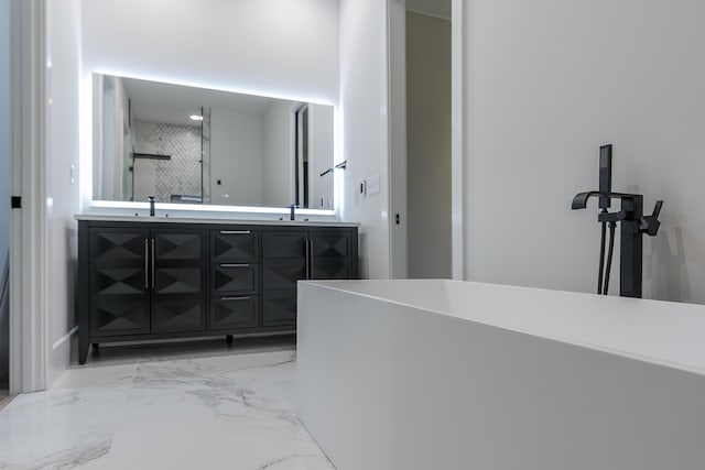 2420 Flying Ebony Dr, Lexington, KY 40509 - full bathroom with marble finish floor, a sink, double vanity, and a shower stall