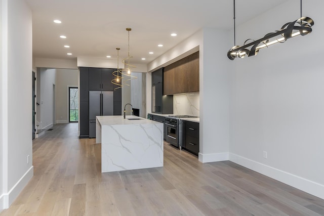 2420 Flying Ebony Dr, Lexington, KY 40509 - kitchen featuring modern cabinets, a sink, light wood-style flooring, and premium appliances