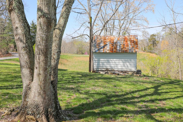 view of yard with an outbuilding