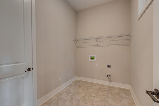 laundry area with washer hookup and hookup for an electric dryer