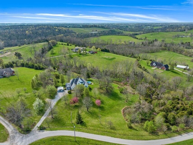 bird's eye view with a rural view