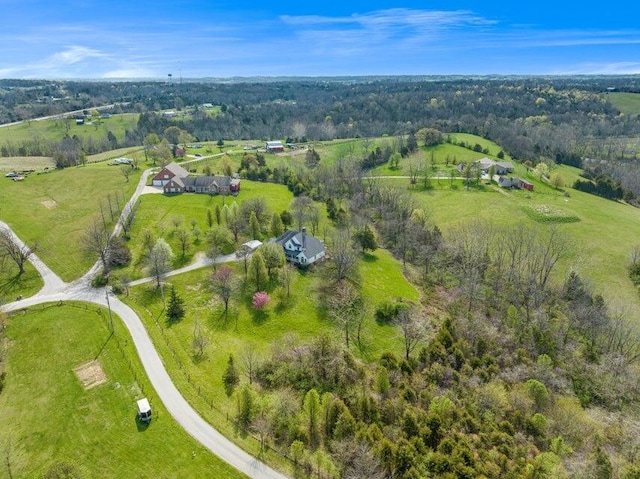 drone / aerial view with a rural view