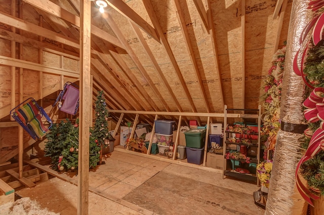 view of unfinished attic