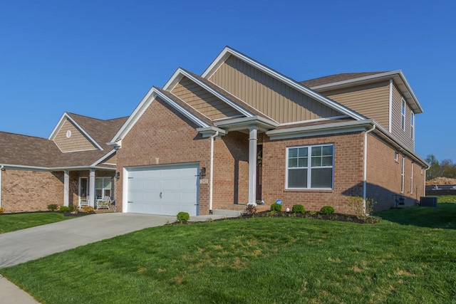 view of front facade featuring a garage and a front lawn