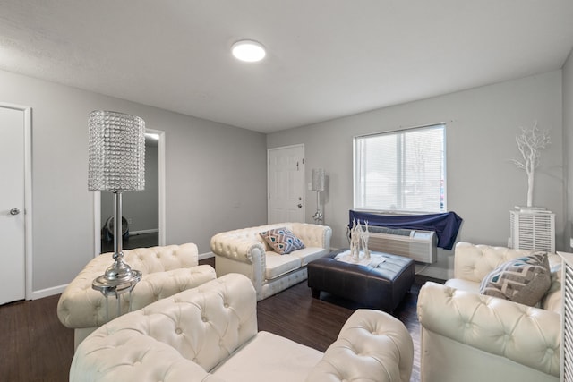 living room with dark wood-type flooring