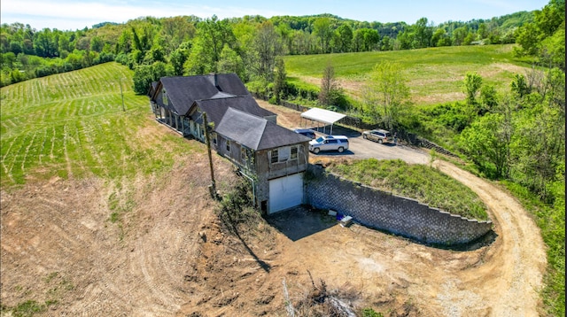 aerial view featuring a rural view