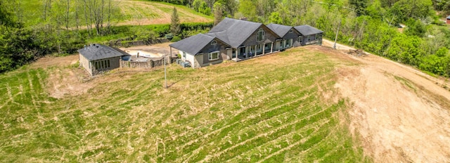 drone / aerial view featuring a rural view