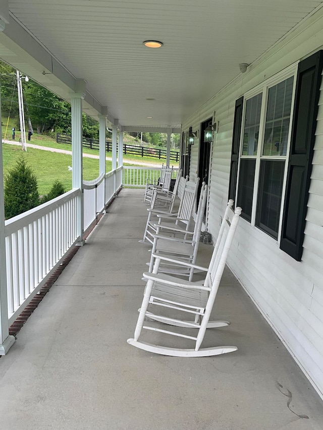 view of patio featuring a porch