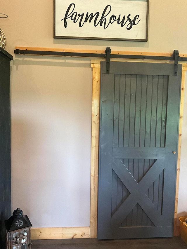 interior space with a barn door