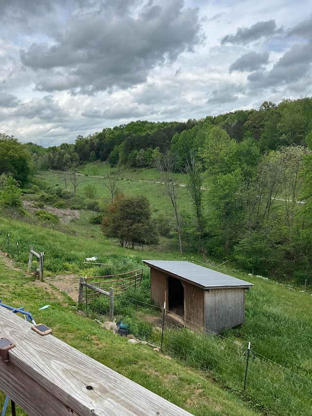 exterior space with a rural view