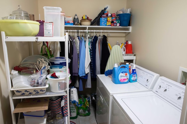 laundry area with hookup for a washing machine and washer and dryer