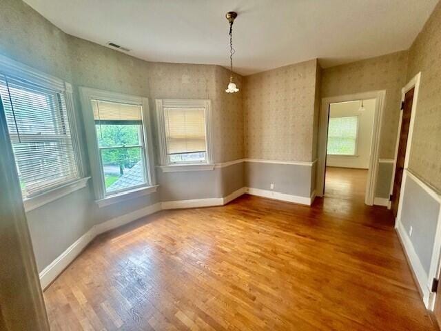 spare room with wood-type flooring