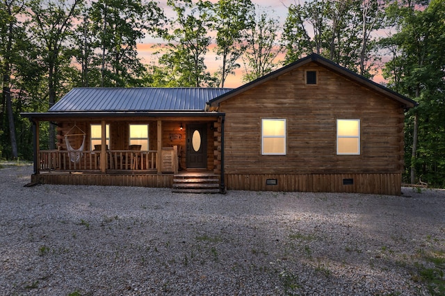 cabin with a porch