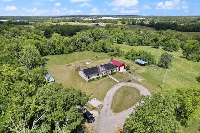 birds eye view of property featuring a rural view