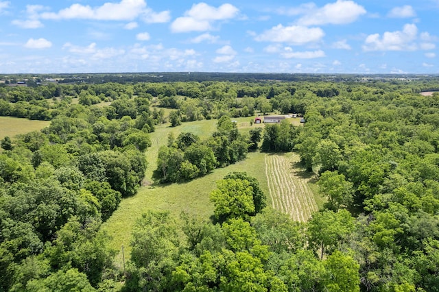 birds eye view of property featuring a rural view