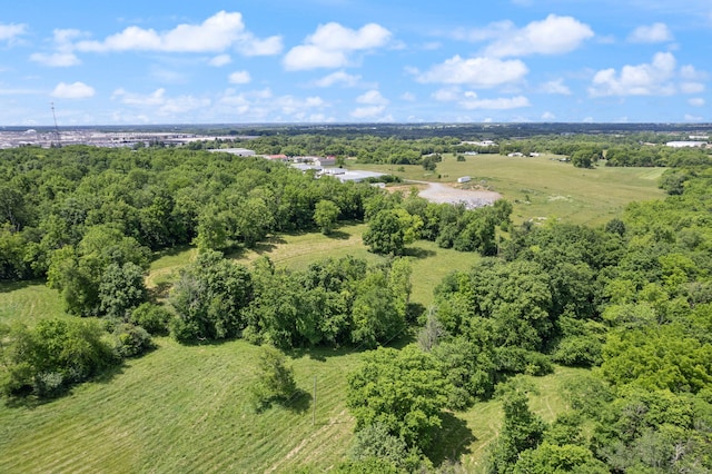 birds eye view of property featuring a rural view