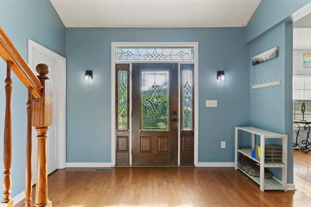 foyer featuring a healthy amount of sunlight and wood-type flooring