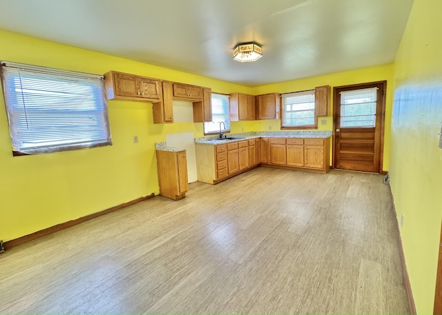 kitchen with sink and light wood-type flooring