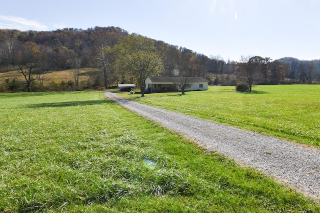 view of street with a rural view