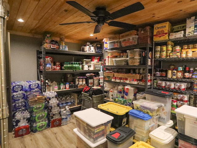 storage area with ceiling fan