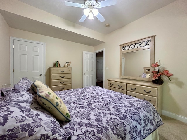 bedroom with carpet and ceiling fan